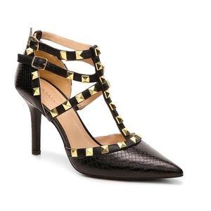 BCBGeneration black and gold studded stilettos. Good condition, size 8.5.